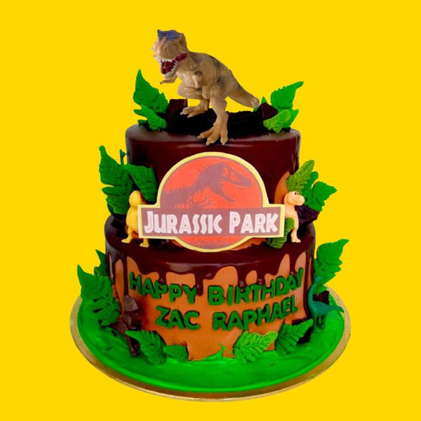 Halal Certified Two Tier Jurassic World Cake Piece Of Cake