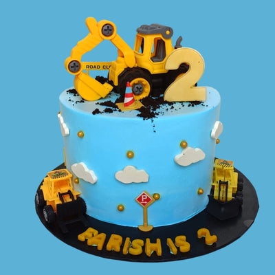 Digger Trucks Birthday Cake - Flecks Cakes
